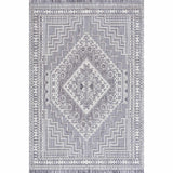 Charcoal Alya Textured Medallion Fringe Area Rug - Clearance - Ornate Home