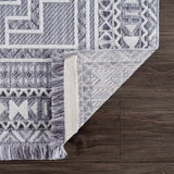 Charcoal Alya Textured Medallion Fringe Area Rug - Clearance - Ornate Home