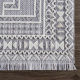 Charcoal Alya Textured Medallion Fringe Area Rug - Clearance - Ornate Home
