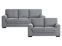Charcoal Dark Gray Sofa & Loveseat - Ornate Home