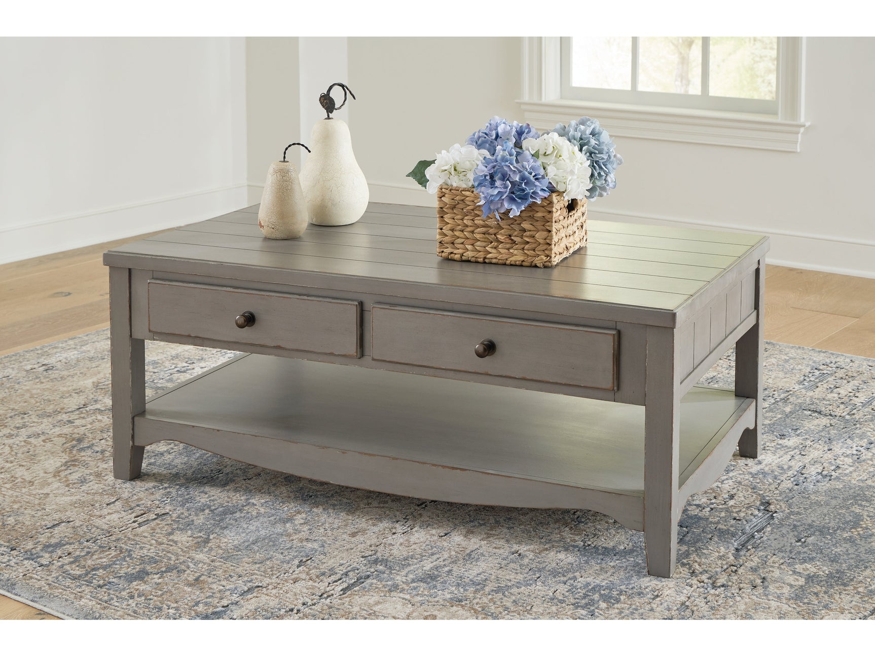 Charina Antique Gray Coffee Table - Ornate Home