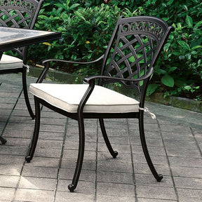 Charissa Antique Black/Beige Outdoor Arm Chair (Set of 4) - Ornate Home