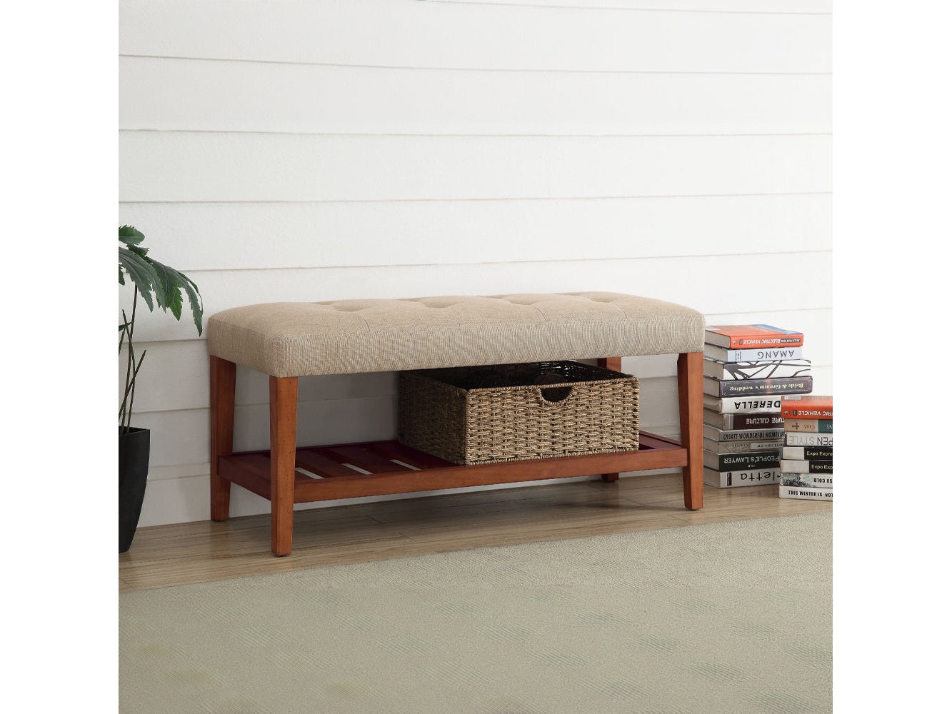 Charla Beige Bench - Ornate Home