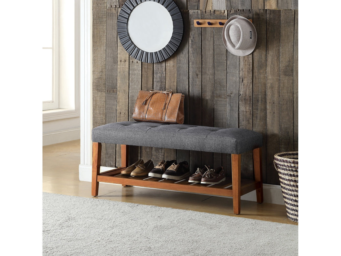 Charla Gray Bench - Ornate Home