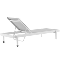 Charleston White/Gray Outdoor Patio Aluminum Chaise Lounge Chair (Set of 4) - Ornate Home