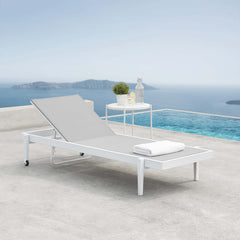 Charleston White/Gray Outdoor Patio Chaise Lounge Chair - Ornate Home