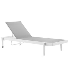 Charleston White/Gray Outdoor Patio Chaise Lounge Chair - Ornate Home