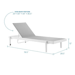 Charleston White/Gray Outdoor Patio Chaise Lounge Chair - Ornate Home
