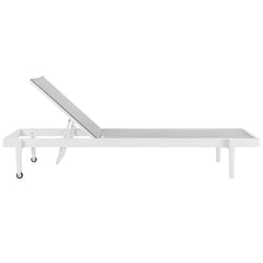 Charleston White/Gray Outdoor Patio Chaise Lounge Chair - Ornate Home