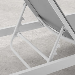 Charleston White/Gray Outdoor Patio Chaise Lounge Chair - Ornate Home