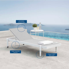 Charleston White/Gray Outdoor Patio Chaise Lounge Chair - Ornate Home