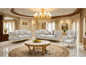 Charlevoix Beige/Gold Loveseat - Ornate Home