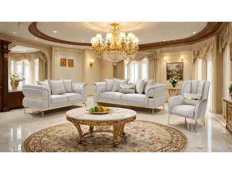 Charlevoix Beige/Gold Sofa & Loveseat - Ornate Home