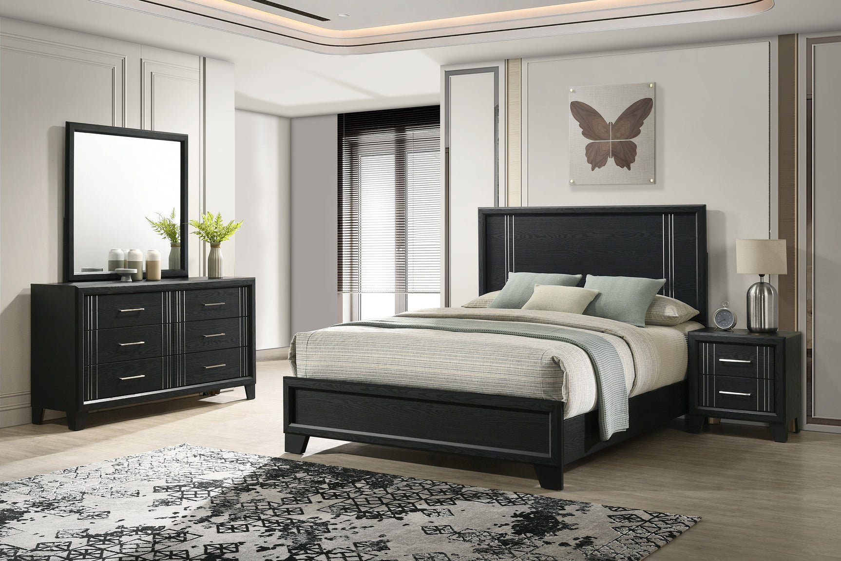 Charlie Charcoal Queen Panel Bed - Ornate Home