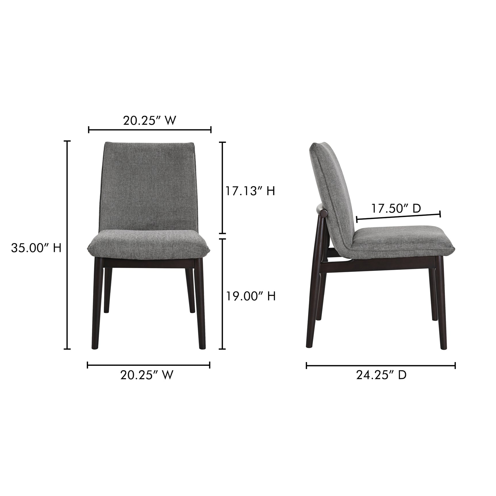 Charlie Dining Chair Dark Grey (Set of 2) - Ornate Home