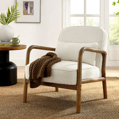 Charlie Ivory Boucle Upholstered Armchair - Ornate Home