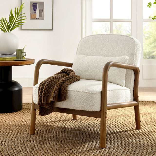 Charlie Ivory Boucle Upholstered Armchair - Ornate Home