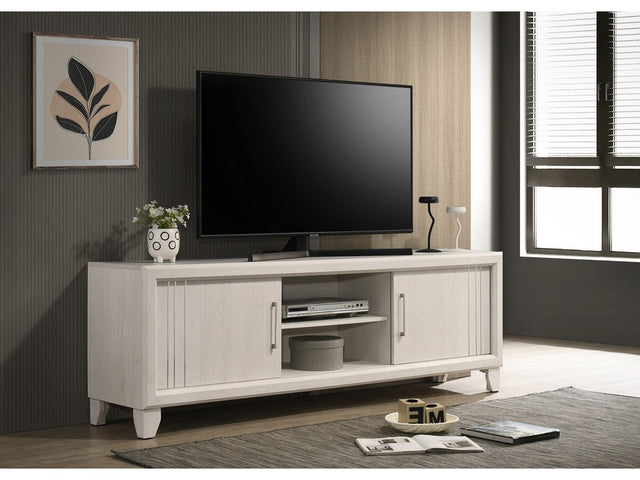 Charlie Lustrous White TV Stand - Ornate Home