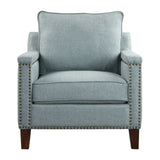 Charlotta Blue/Brass/Woodtone Sea Mist Accent Chair - Ornate Home