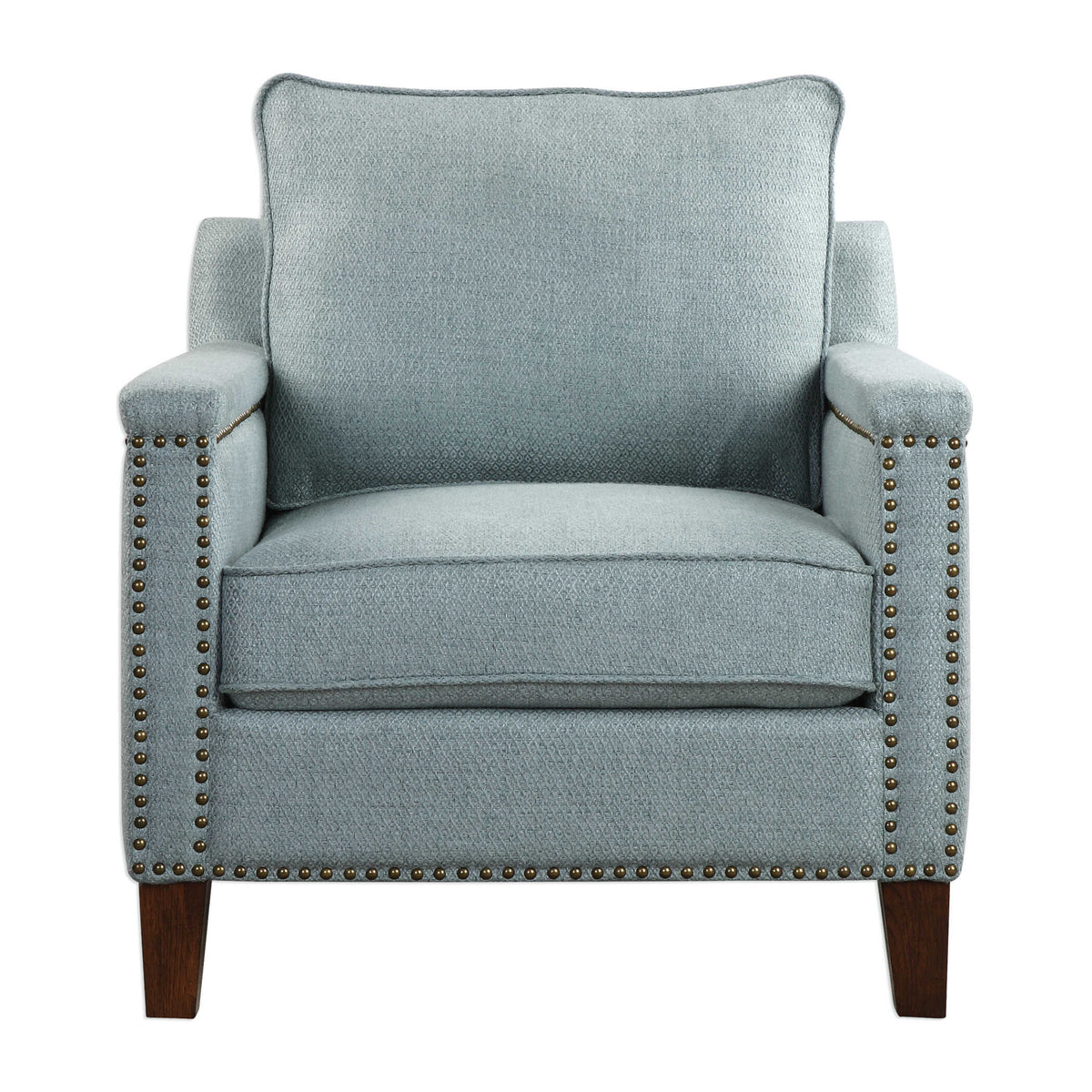 Charlotta Blue/Brass/Woodtone Sea Mist Accent Chair - Ornate Home