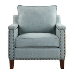 Charlotta Blue/Brass/Woodtone Sea Mist Accent Chair - Ornate Home