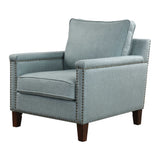 Charlotta Blue/Brass/Woodtone Sea Mist Accent Chair - Ornate Home