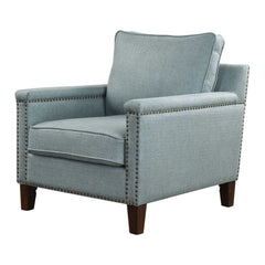 Charlotta Blue/Brass/Woodtone Sea Mist Accent Chair - Ornate Home