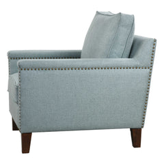 Charlotta Blue/Brass/Woodtone Sea Mist Accent Chair - Ornate Home