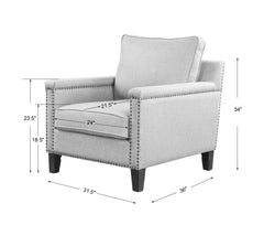 Charlotta Blue/Brass/Woodtone Sea Mist Accent Chair - Ornate Home