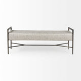 Charlotte Gray/Antique Nickel Herringbone Fabric Seat Bench - Ornate Home