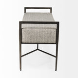 Charlotte Gray/Antique Nickel Herringbone Fabric Seat Bench - Ornate Home