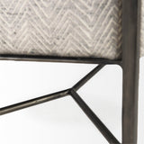 Charlotte Gray/Antique Nickel Herringbone Fabric Seat Bench - Ornate Home