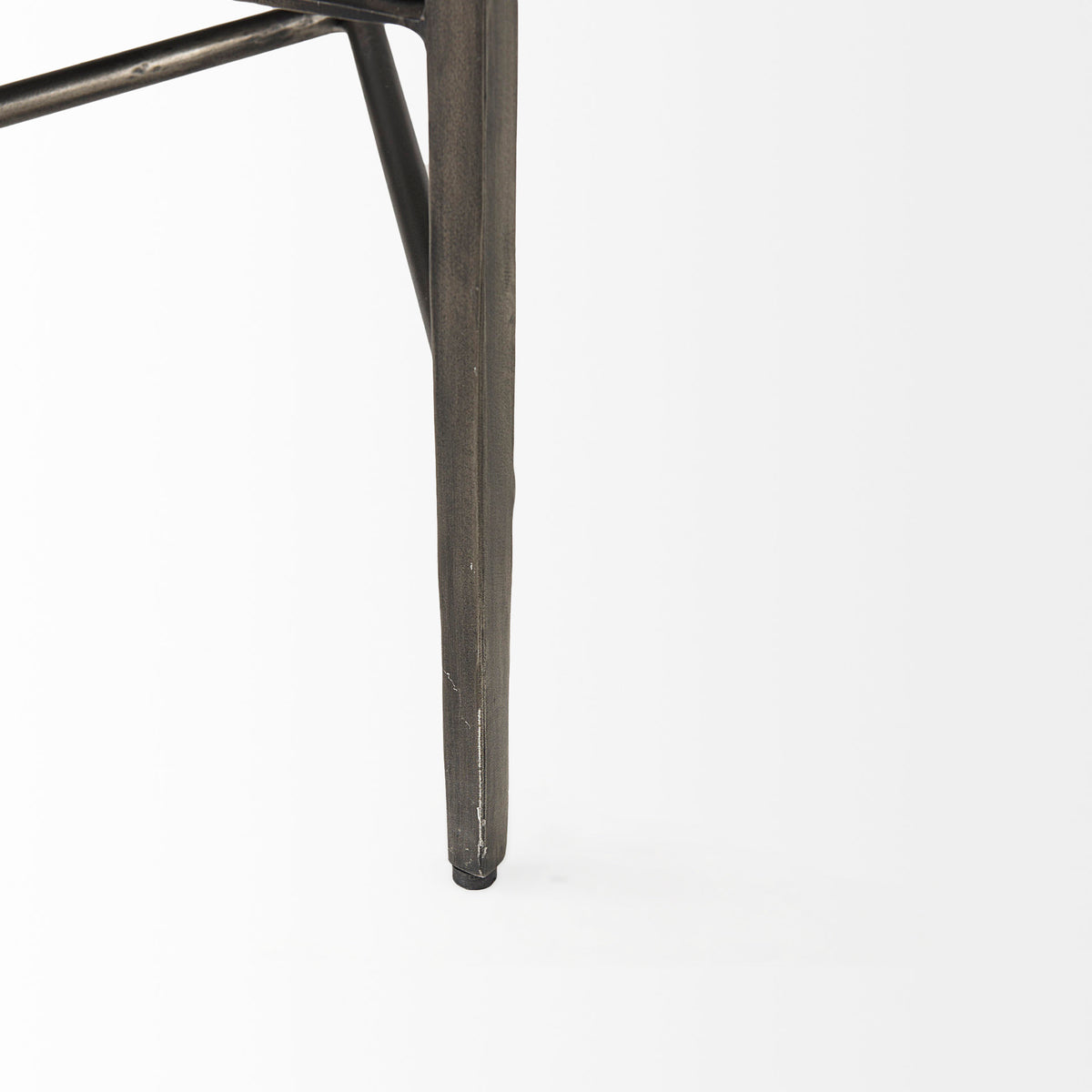 Charlotte Gray/Antique Nickel Herringbone Fabric Seat Bench - Ornate Home