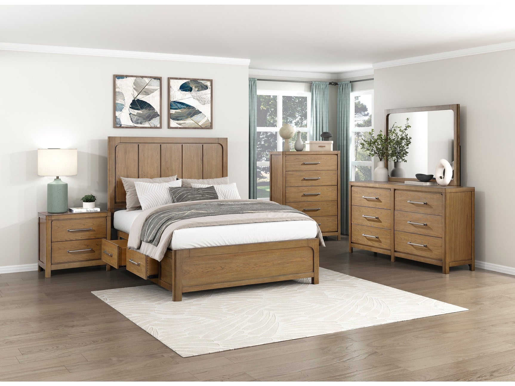 Charlotte Light Brown 5-Piece Queen Bedroom Set - Ornate Home