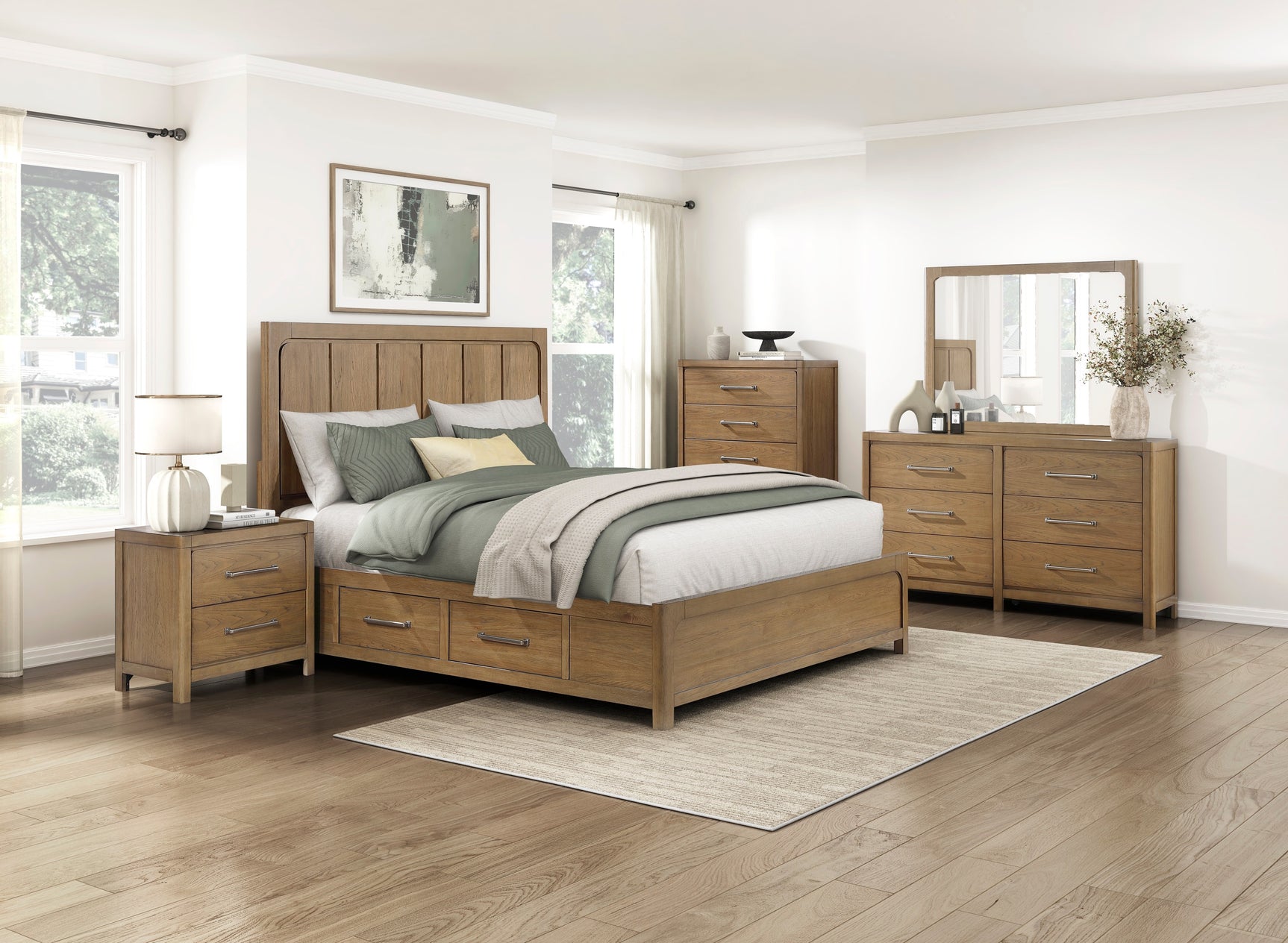 Charlotte Light Brown 5-Piece Queen Bedroom Set - Ornate Home
