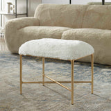 Charmed Gold/White Sheepskin Small Bench - Ornate Home