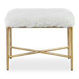 Charmed Gold/White Sheepskin Small Bench - Ornate Home