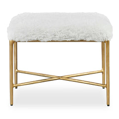 Charmed Gold/White Sheepskin Small Bench - Ornate Home