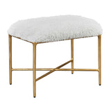Charmed Gold/White Sheepskin Small Bench - Ornate Home