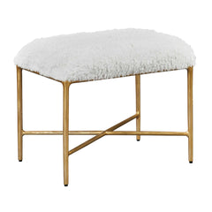 Charmed Gold/White Sheepskin Small Bench - Ornate Home