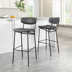 Charon Vintage Black Barstool (Set of 2) - Ornate Home
