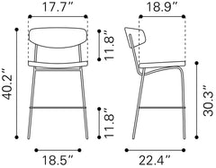 Charon Vintage Black Barstool (Set of 2) - Ornate Home