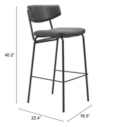 Charon Vintage Black Barstool (Set of 2) - Ornate Home