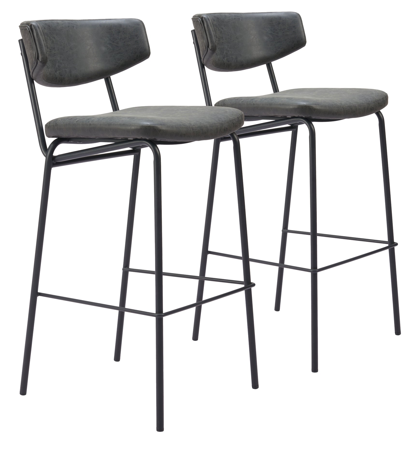Charon Vintage Black Barstool (Set of 2) - Ornate Home