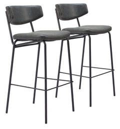 Charon Vintage Black Barstool (Set of 2) - Ornate Home