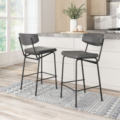 Charon Vintage Black Counter Stool (Set of 2) - Ornate Home