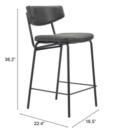 Charon Vintage Black Counter Stool (Set of 2) - Ornate Home