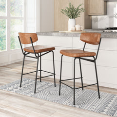 Charon Vintage Brown Counter Stool (Set of 2) - Ornate Home