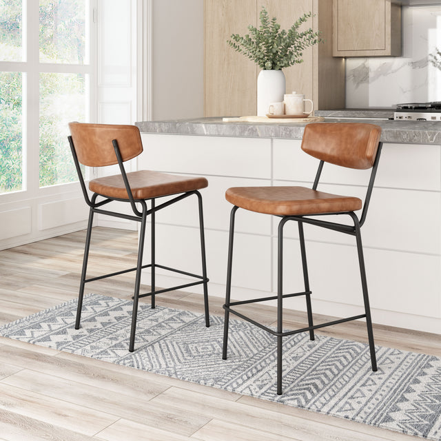 Charon Vintage Brown Counter Stool (Set of 2) - Ornate Home