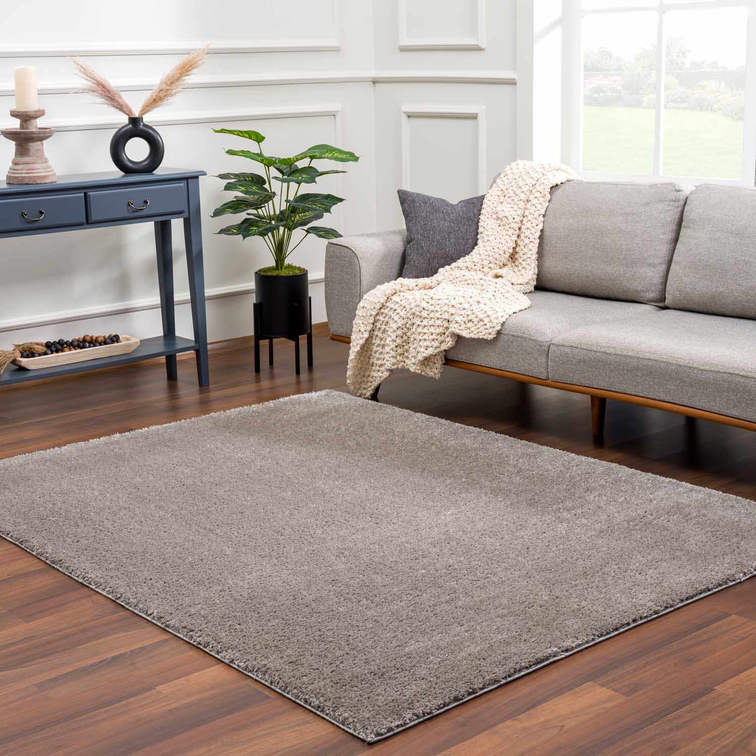 Charven Charcoal Subtle Wavy Abstract Modern Minimalist Polyester Machine Woven Area Rug - Clearance - Ornate Home